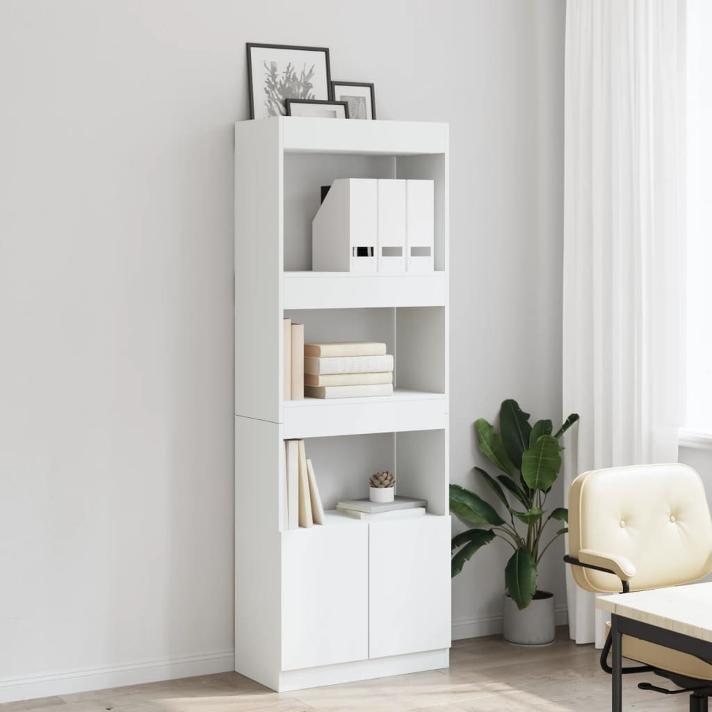 Highboard White 63x33x180 cm Engineered Wood