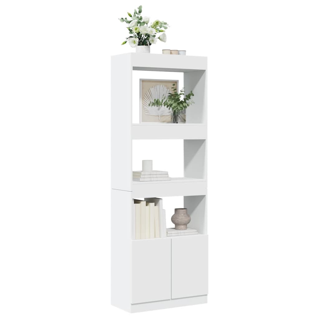 Highboard White 63x33x180 cm Engineered Wood