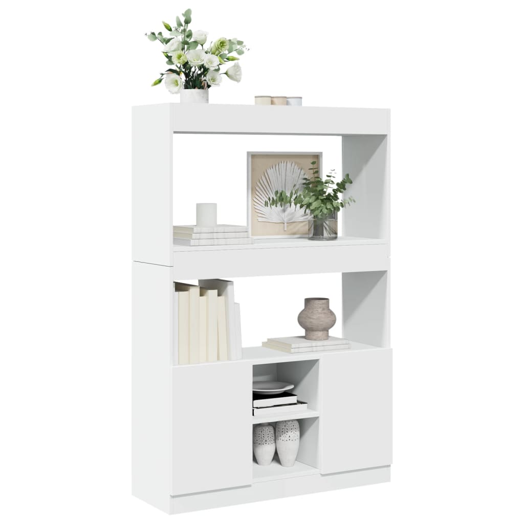 Highboard White 92x33x140 cm Engineered Wood