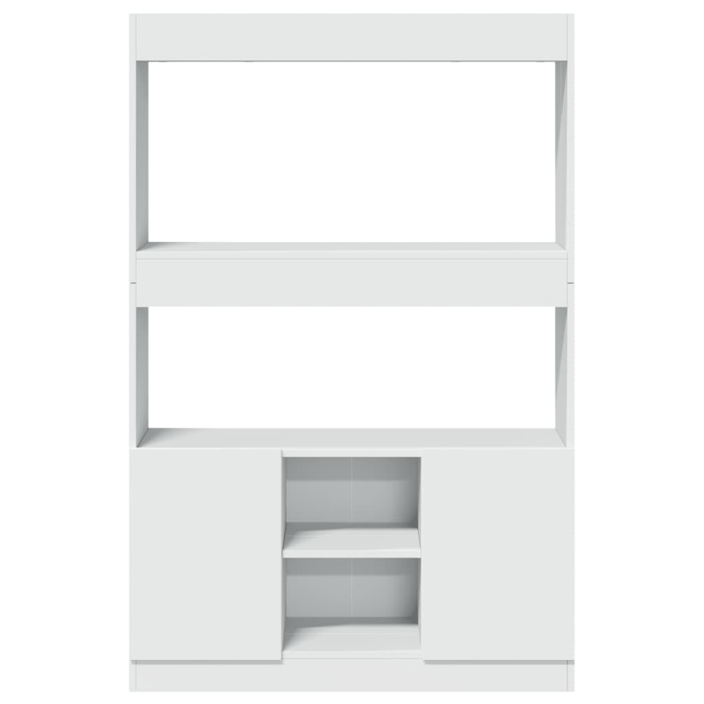 Highboard White 92x33x140 cm Engineered Wood