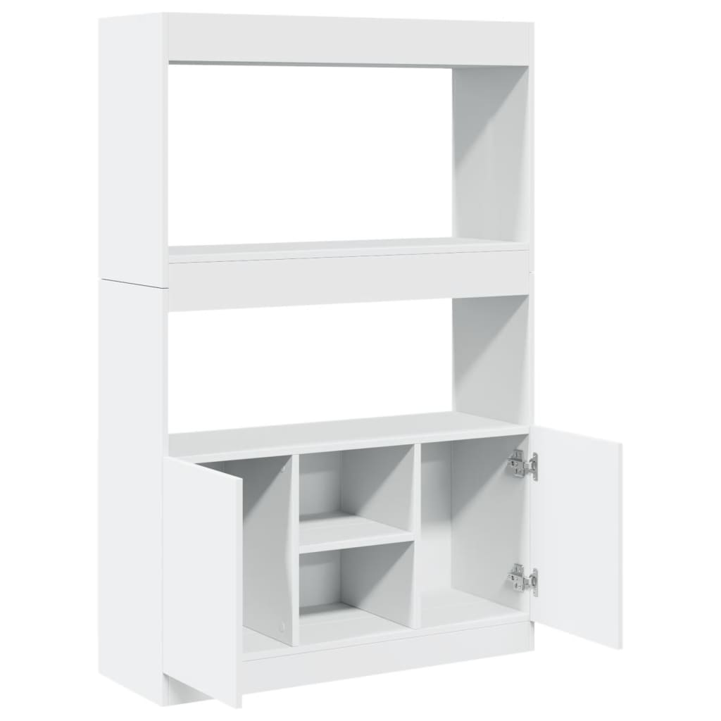 Highboard White 92x33x140 cm Engineered Wood