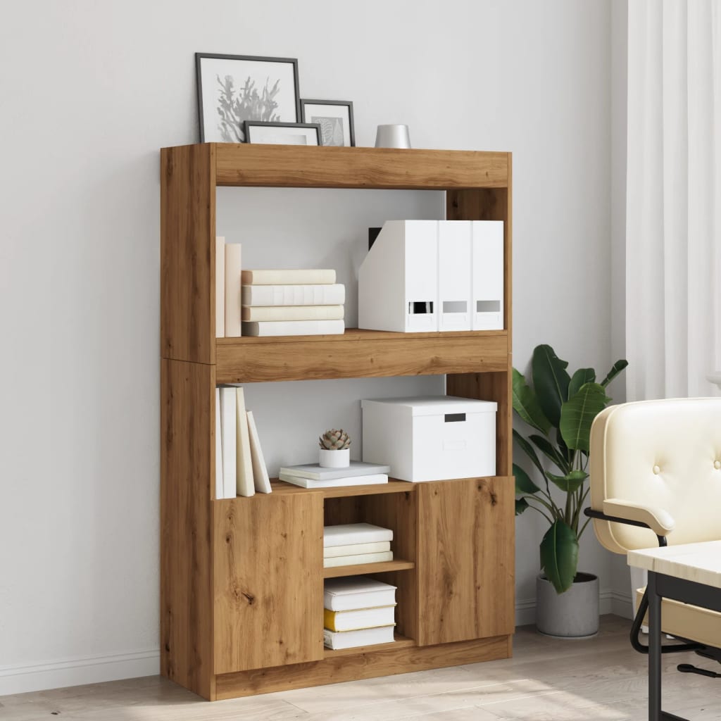 Highboard Artisian Oak 92x33x140 cm Engineered Wood