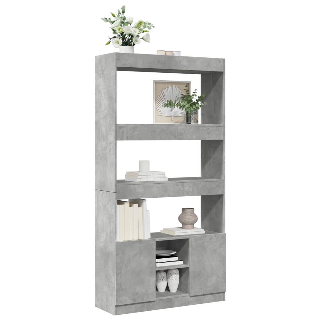 Highboard Concrete Grey 92x33x180 cm Engineered Wood