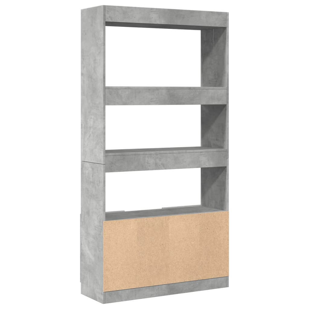 Highboard Concrete Grey 92x33x180 cm Engineered Wood