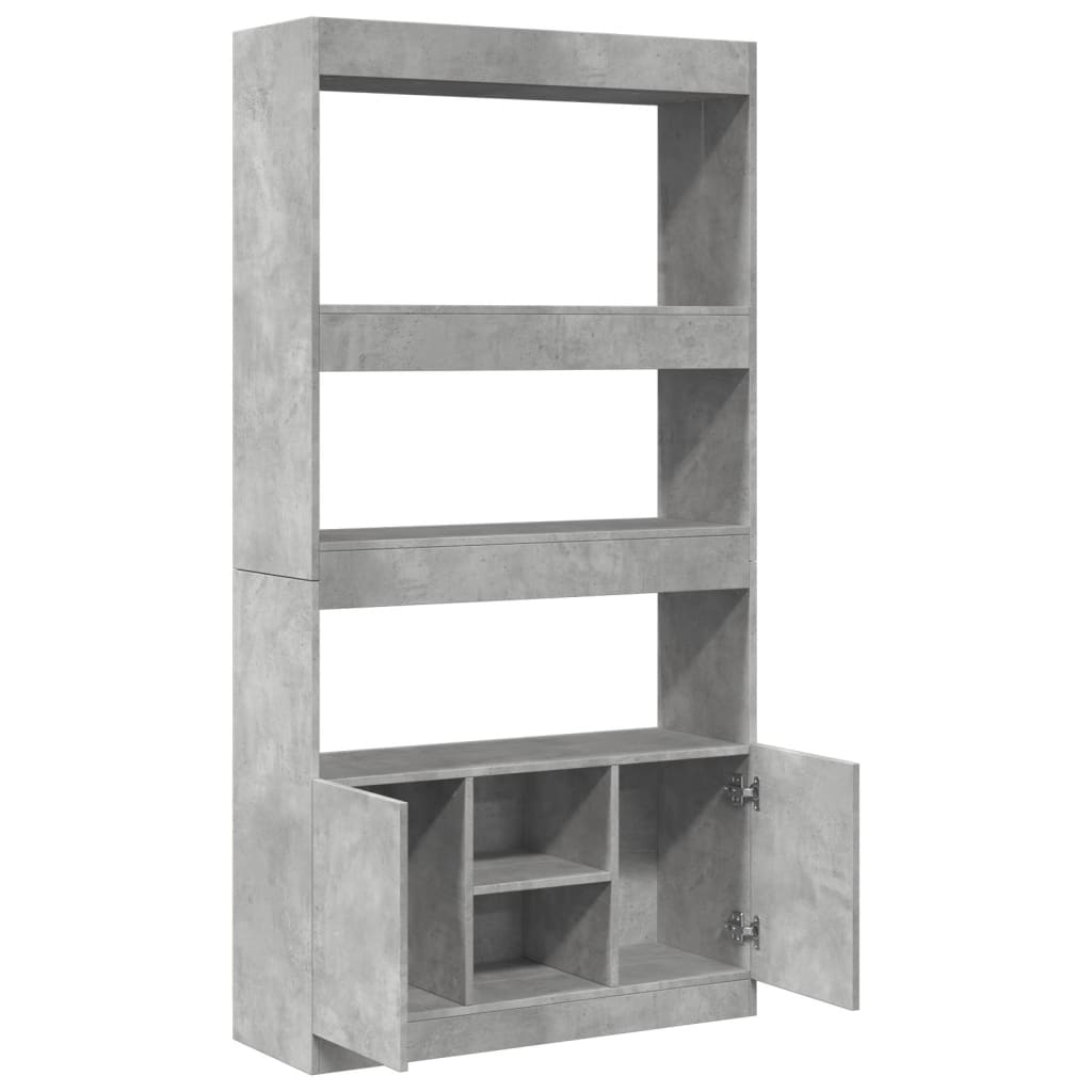 Highboard Concrete Grey 92x33x180 cm Engineered Wood