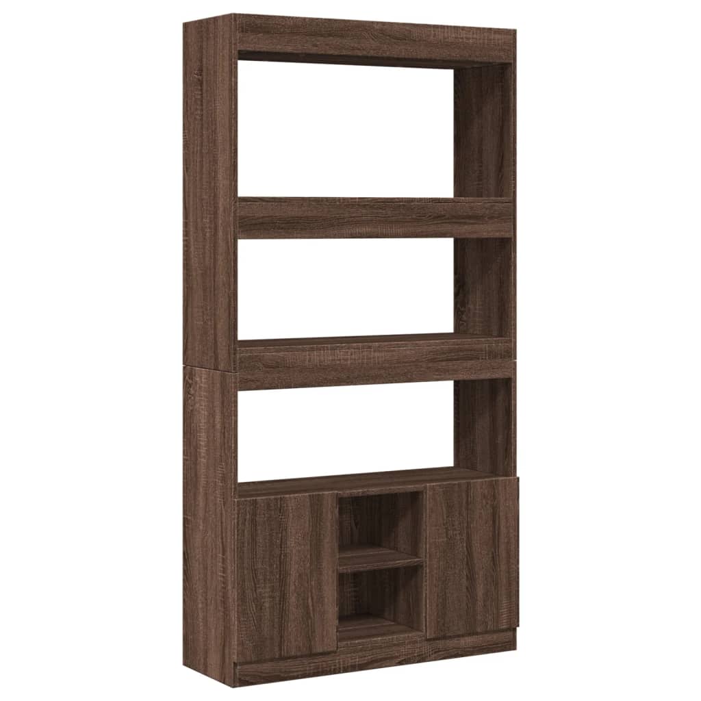 Highboard Brown Oak 92x33x180 cm Engineered Wood