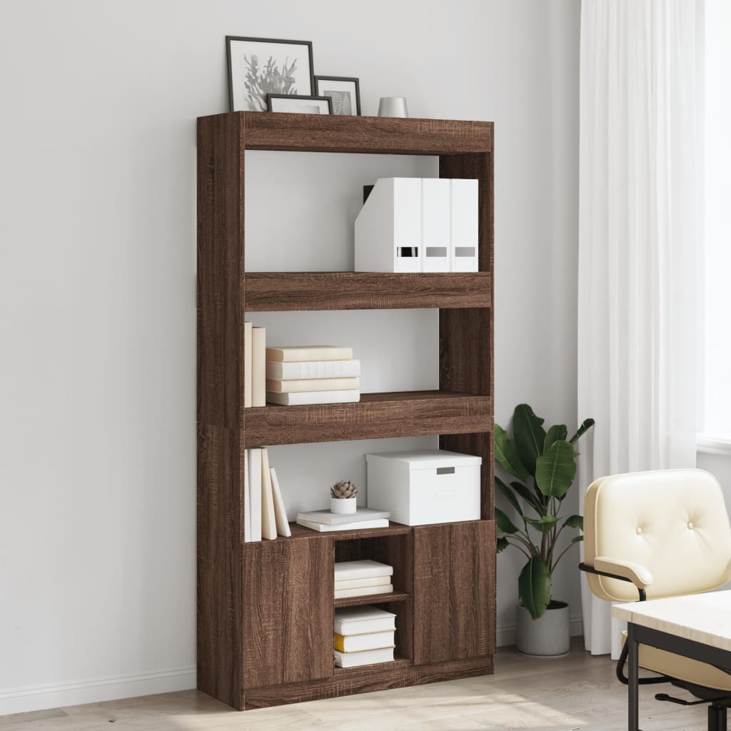 Highboard Brown Oak 92x33x180 cm Engineered Wood