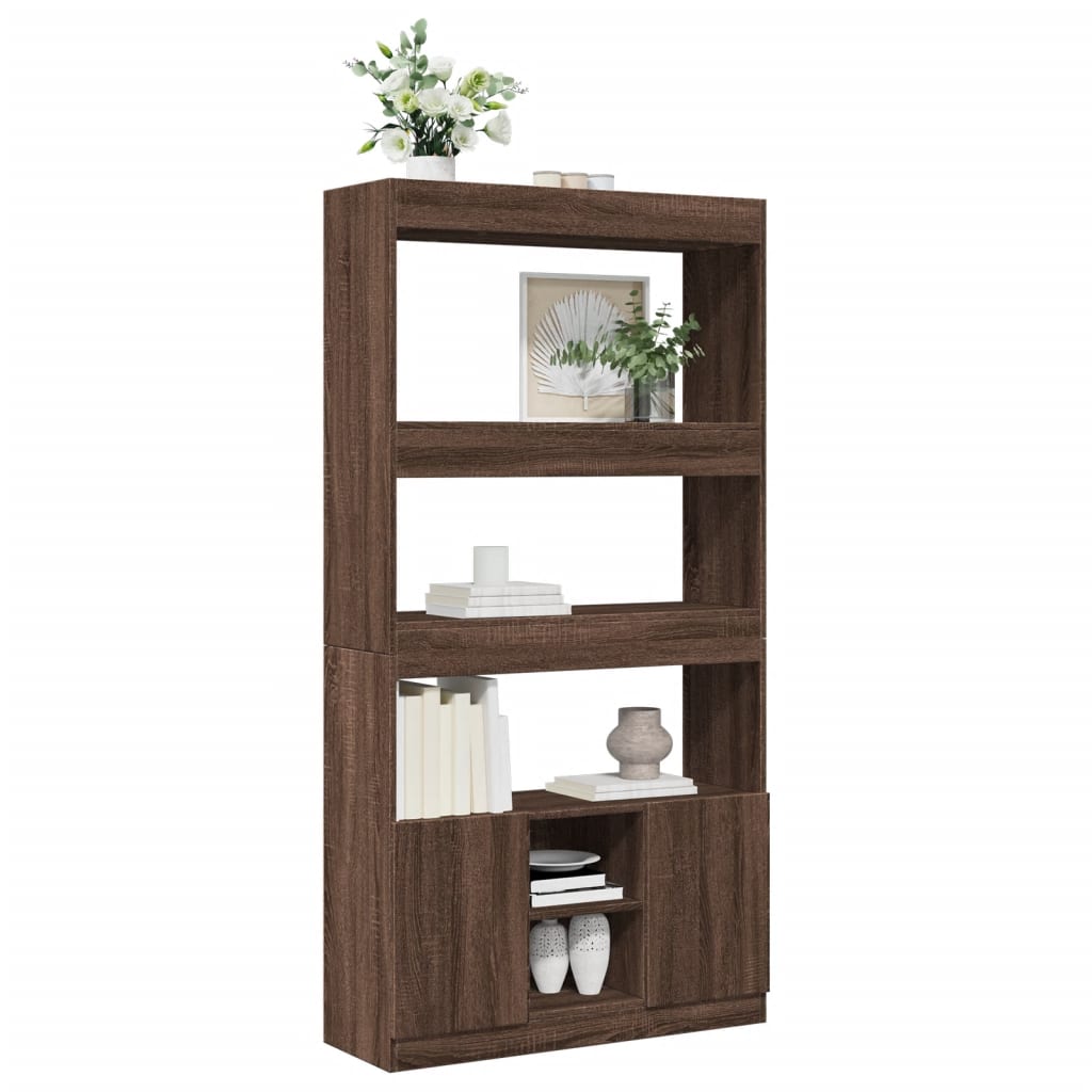 Highboard Brown Oak 92x33x180 cm Engineered Wood