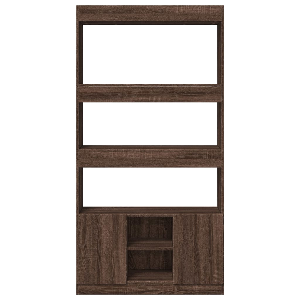 Highboard Brown Oak 92x33x180 cm Engineered Wood