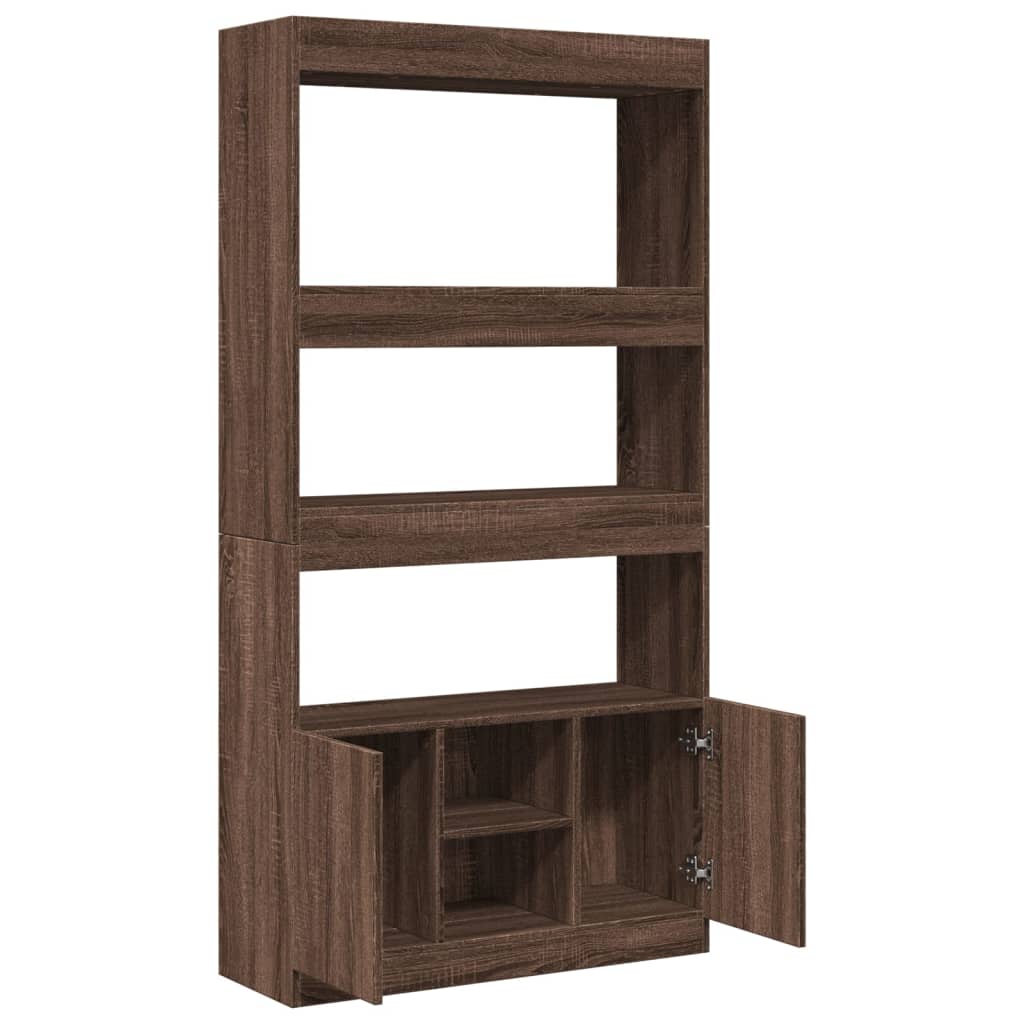 Highboard Brown Oak 92x33x180 cm Engineered Wood