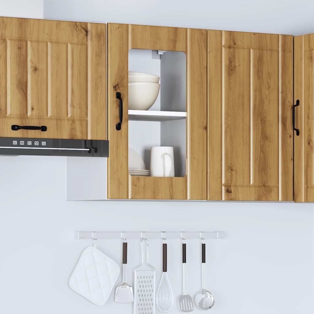 Kitchen Wall Cabinet with Glass Door Lucca Artisan Oak