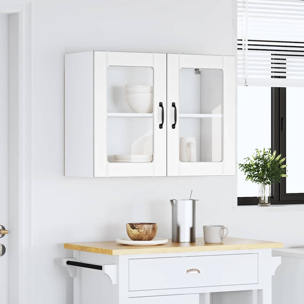 Kitchen Wall Cabinet with Glass Door Lucca White Engineered Wood