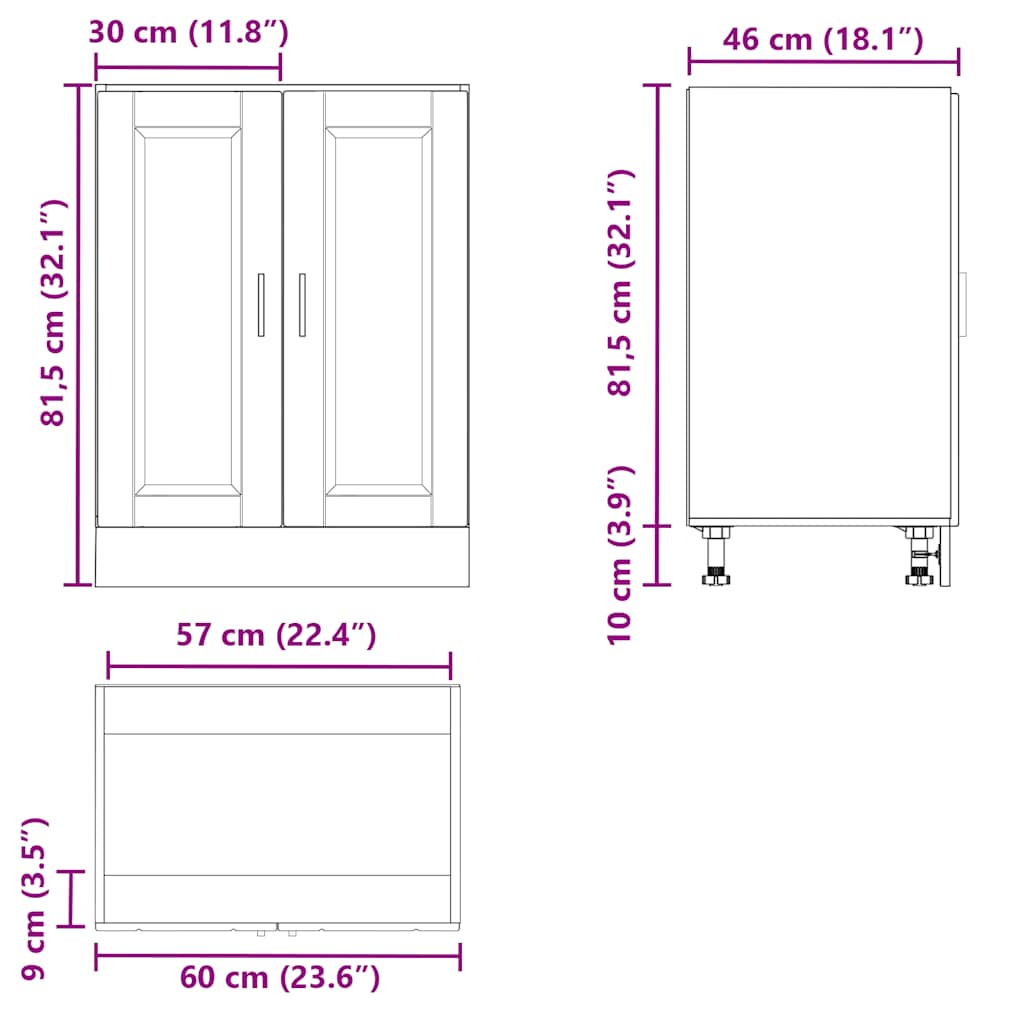 Kitchen Base Cabinet Porto Old Wood Engineered Wood