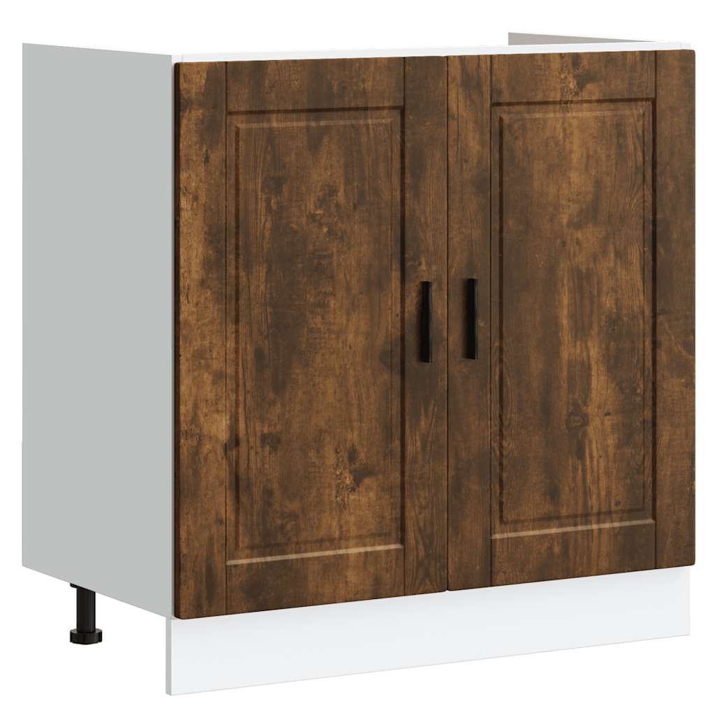 Sink Base Cabinet "Porto" Smoked Oak 80x46x81.5 cm Engineered Wood