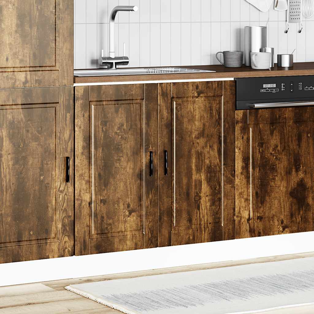 Sink Base Cabinet "Porto" Smoked Oak 80x46x81.5 cm Engineered Wood