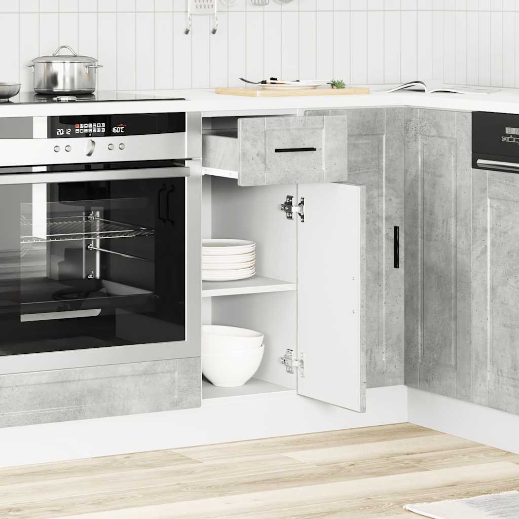 Kitchen Base Cabinet Porto Concrete Grey Engineered Wood