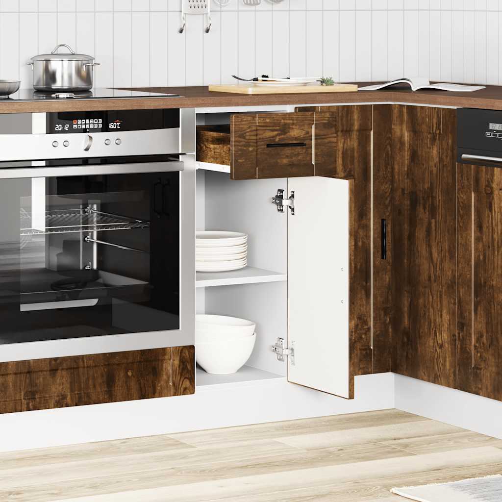 Kitchen Base Cabinet Porto Smoked Oak Engineered Wood
