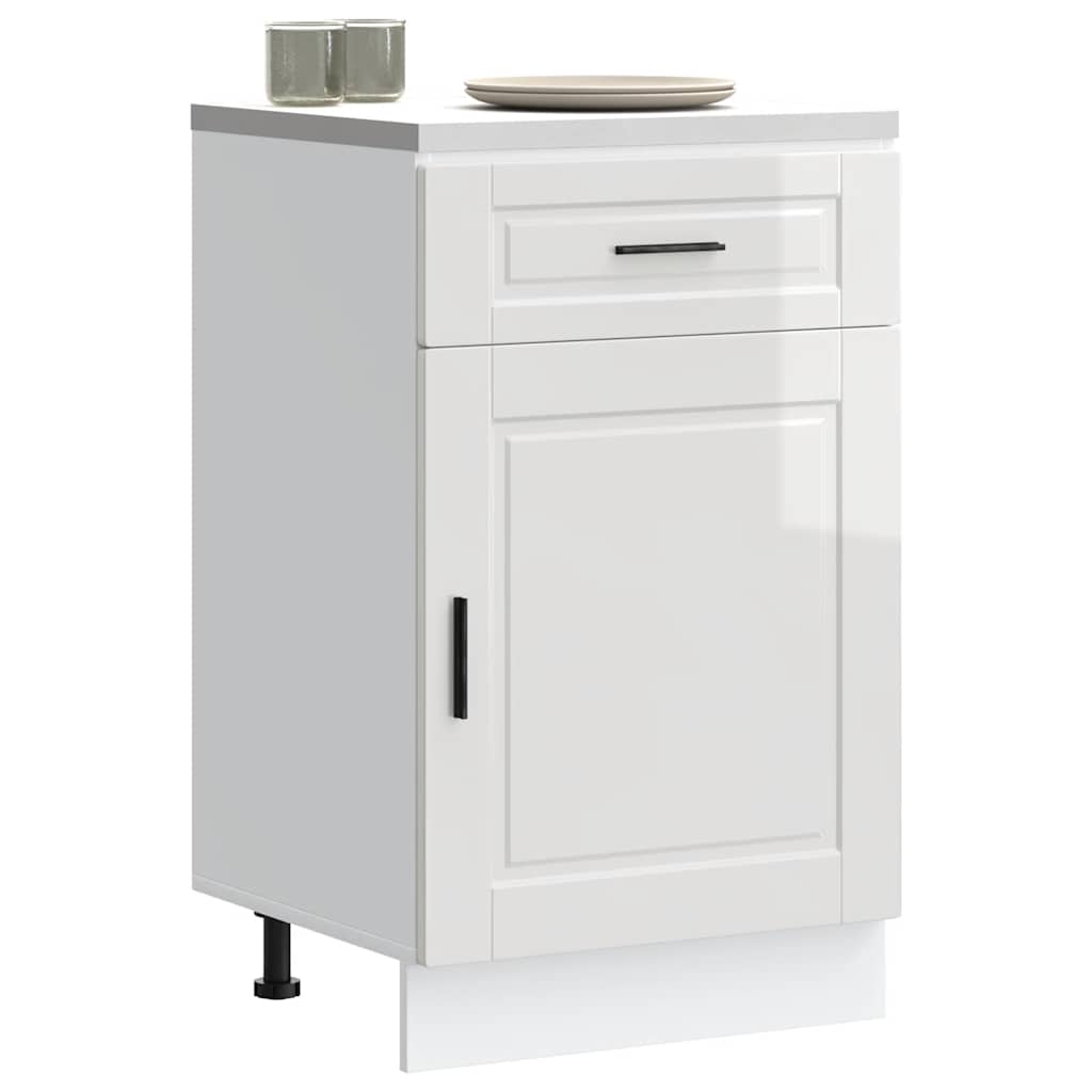 Kitchen Base Cabinet Porto High Gloss White Engineered Wood