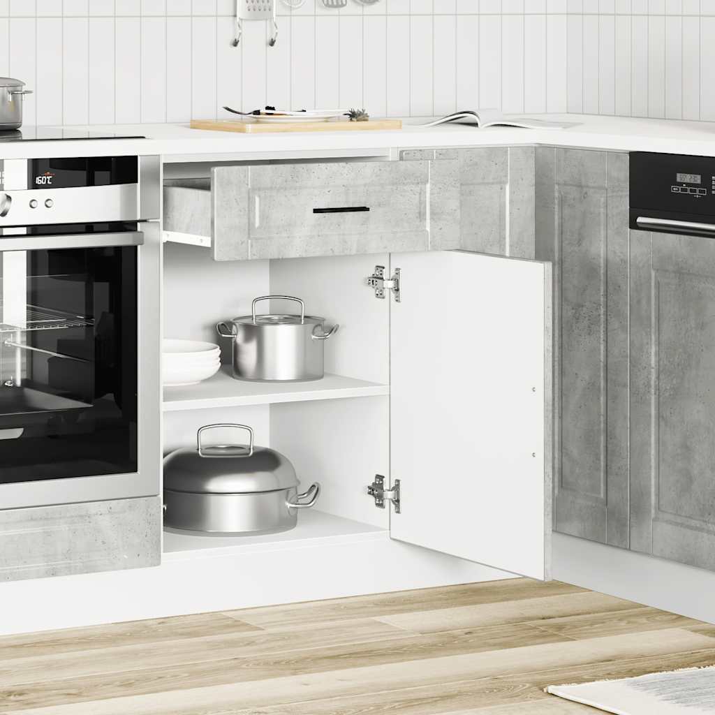 Kitchen Base Cabinet Porto Concrete Grey Engineered Wood