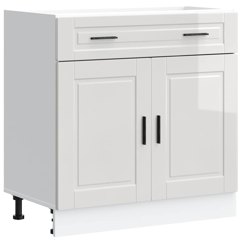 Kitchen Base Cabinet Porto High Gloss White Engineered Wood