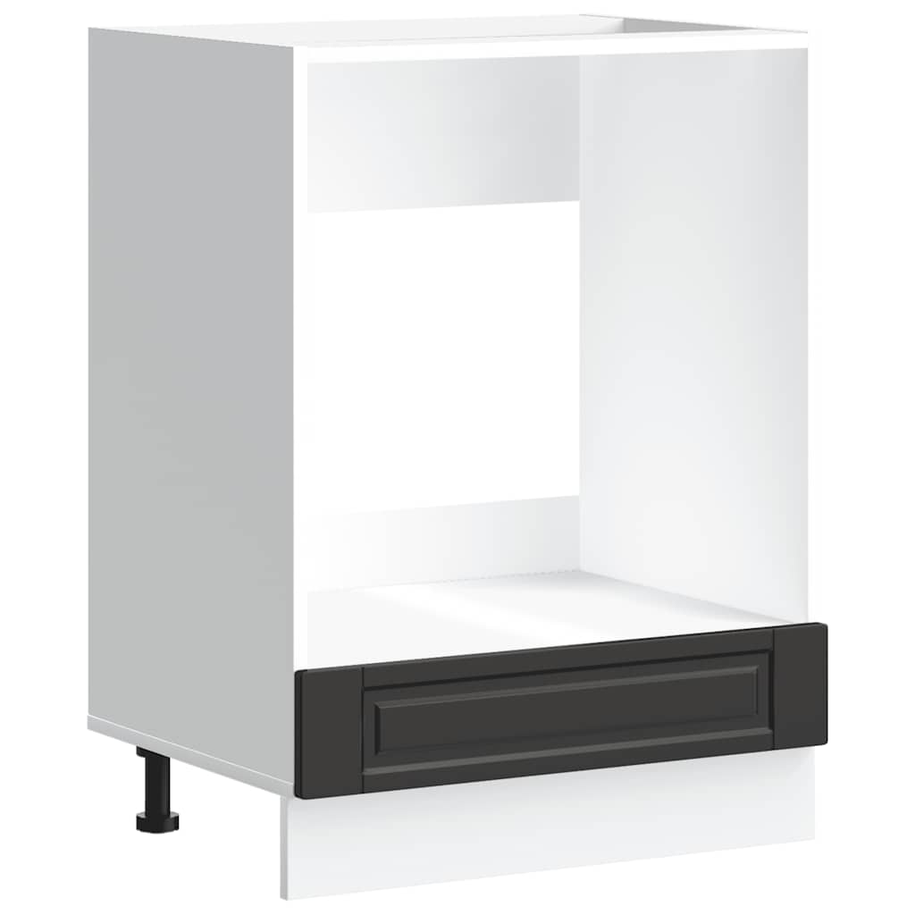 Oven Cabinet Porto Black Engineered Wood