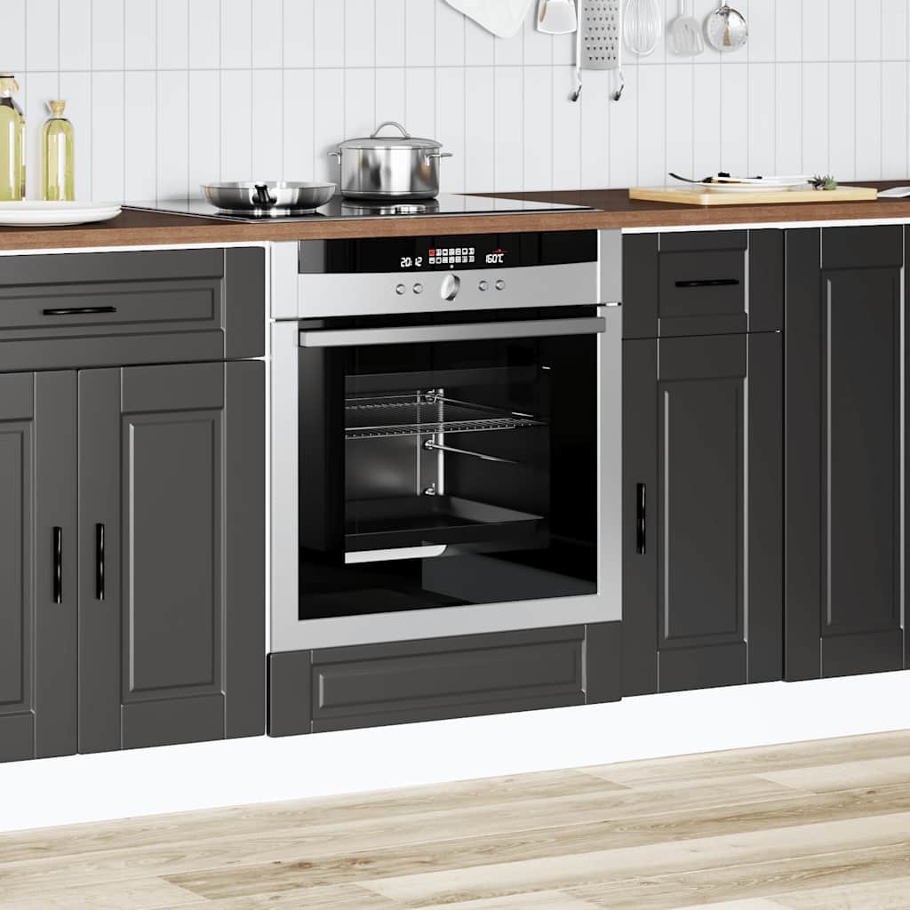 Oven Cabinet Porto Black Engineered Wood