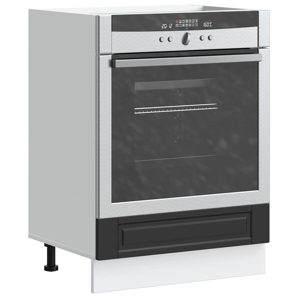 Oven Cabinet Porto Black Engineered Wood