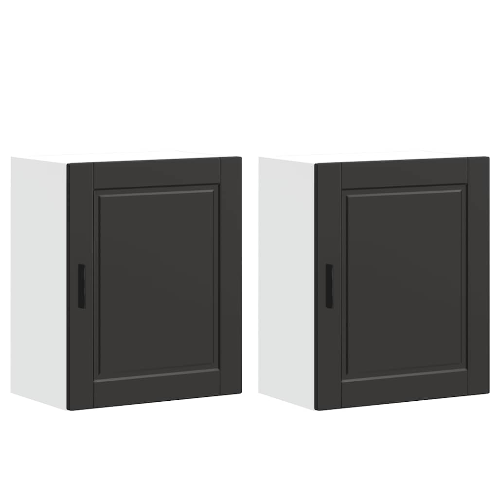 Kitchen Wall Cabinets 2 pcs Porto Black Engineered Wood