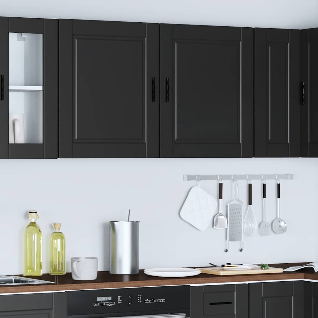 Kitchen Wall Cabinets 2 pcs Porto Black Engineered Wood