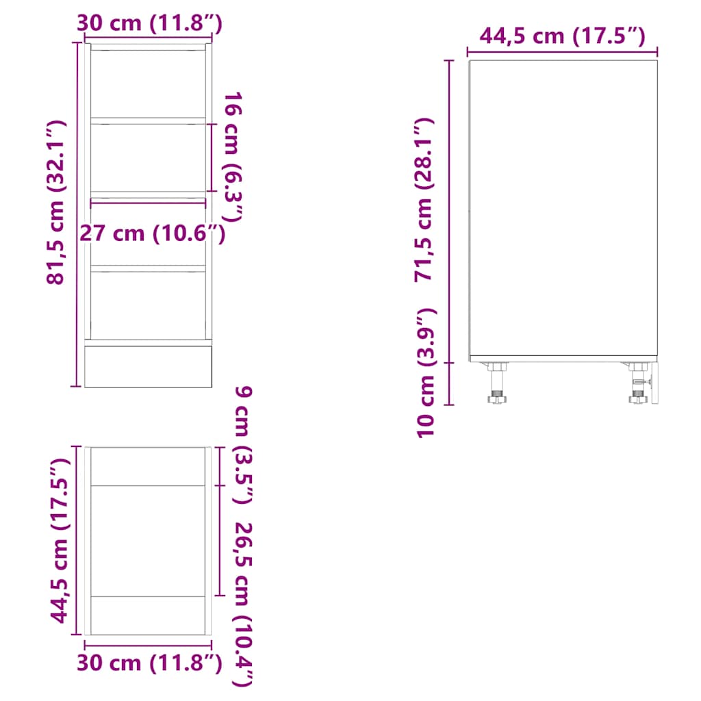Bottom Cabinet Riga Concrete Grey 30x44.5x81.5 cm Engineered Wood