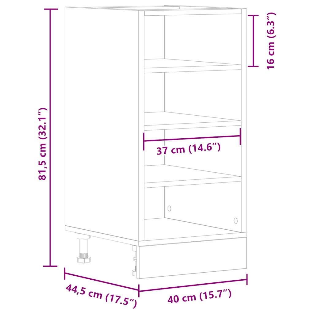 Bottom Cabinet Riga Concrete Grey 40x44.5x81.5 cm Engineered Wood