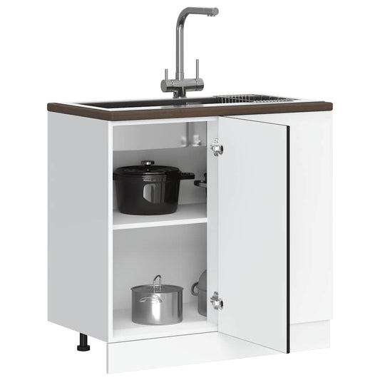 Kitchen Base Cabinet "Kalmar" Black Engineered Wood