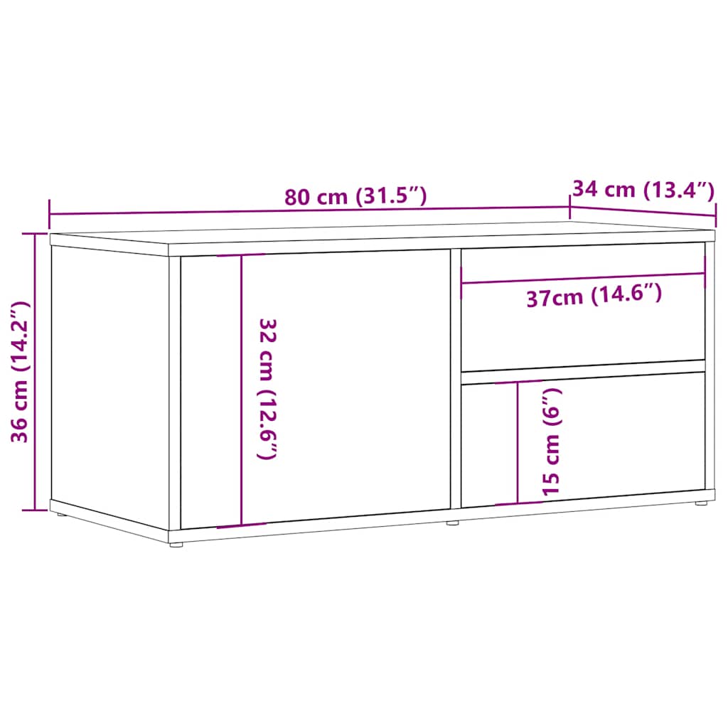 TV Cabinet Artisan Oak 80x34x35.5 cm Engineered Wood