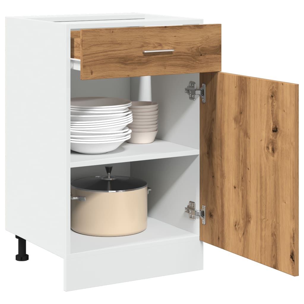Drawer Bottom Cabinet Lyon Artisan Oak 50x46x81.5 cm Engineered Wood