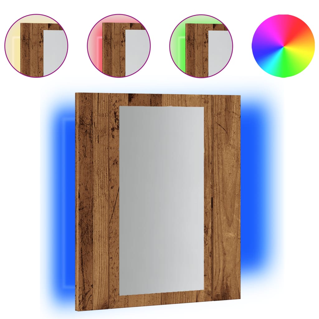 LED Bathroom Mirror Cabinet Old Wood 40x12x45 cm Engineered Wood