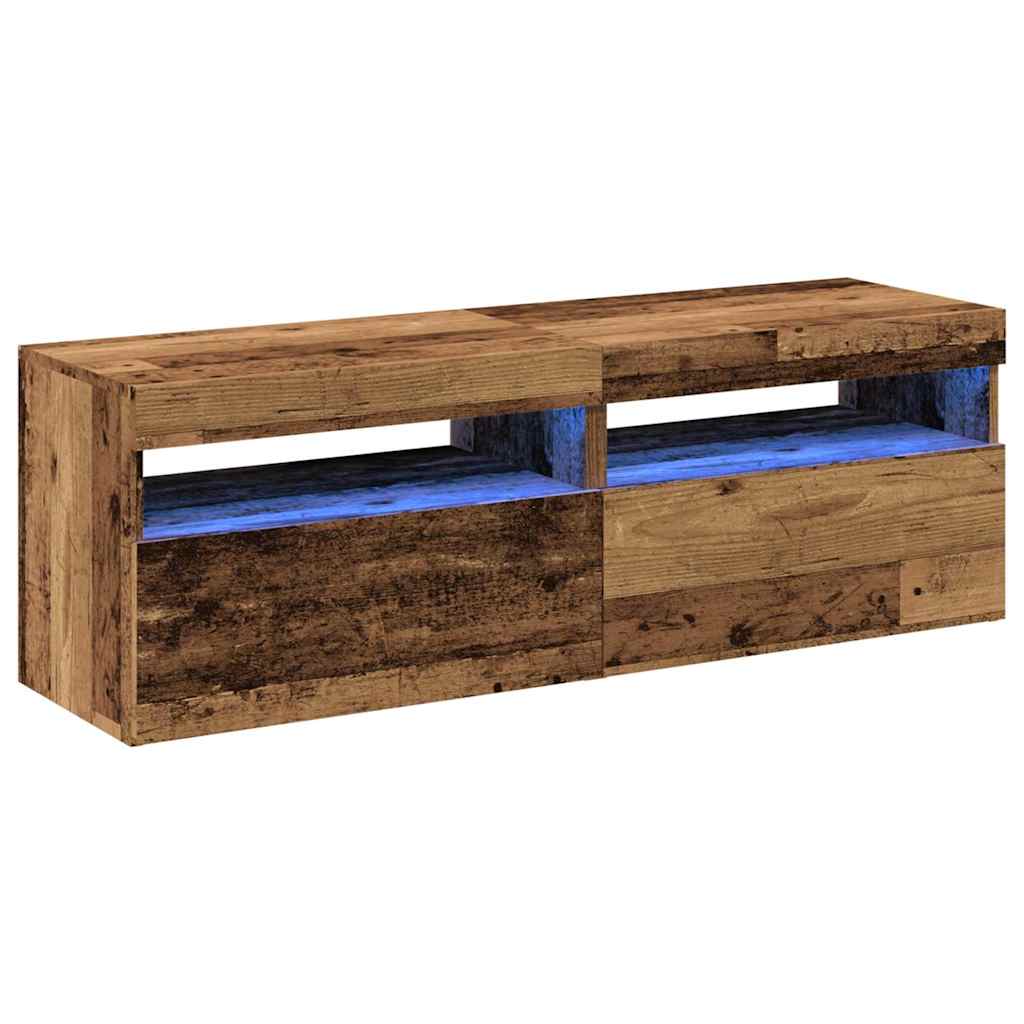 TV Cabinets with LED Lights 2 pcs Old Wood Engineered Wood