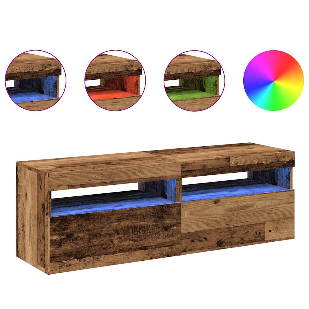 TV Cabinets with LED Lights 2 pcs Old Wood Engineered Wood