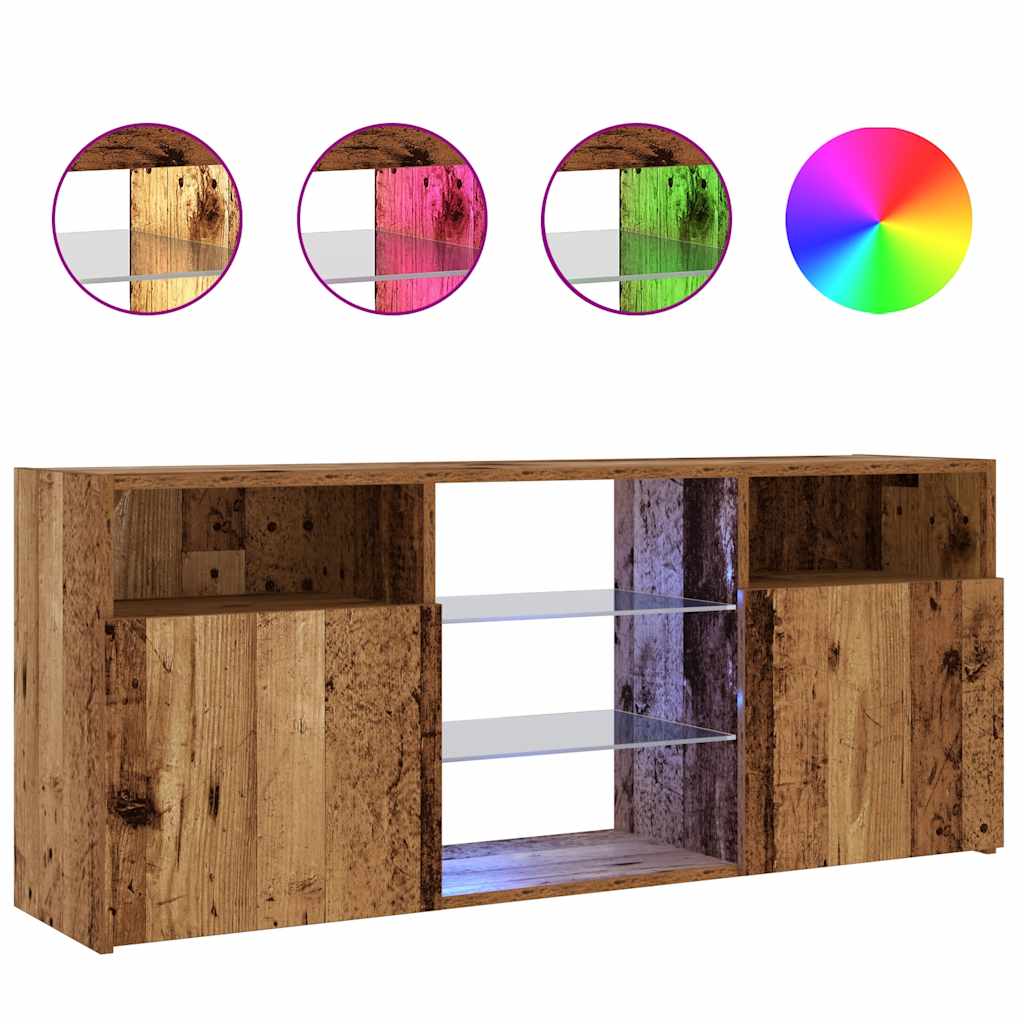 TV Cabinet with LED Lights Old Wood 120x30x50 cm Engineered Wood