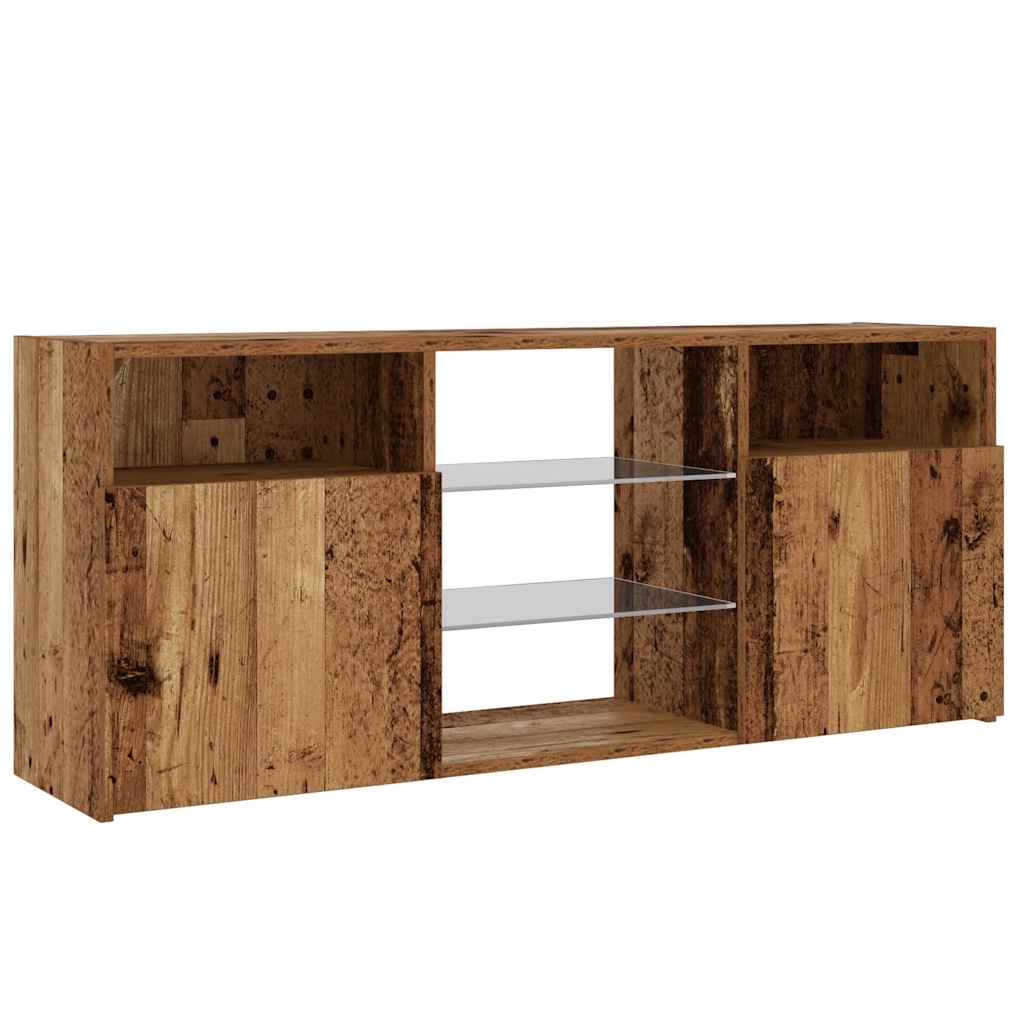 TV Cabinet with LED Lights Old Wood 120x30x50 cm Engineered Wood