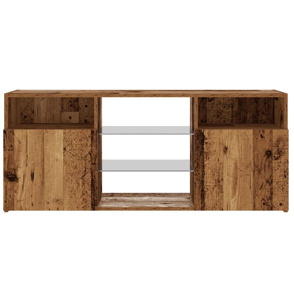 TV Cabinet with LED Lights Old Wood 120x30x50 cm Engineered Wood