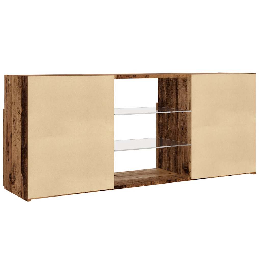 TV Cabinet with LED Lights Old Wood 120x30x50 cm Engineered Wood
