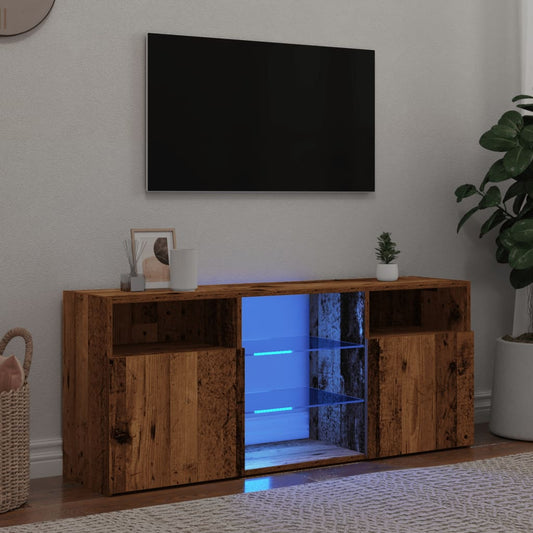 TV Cabinet with LED Lights Old Wood 120x30x50 cm Engineered Wood