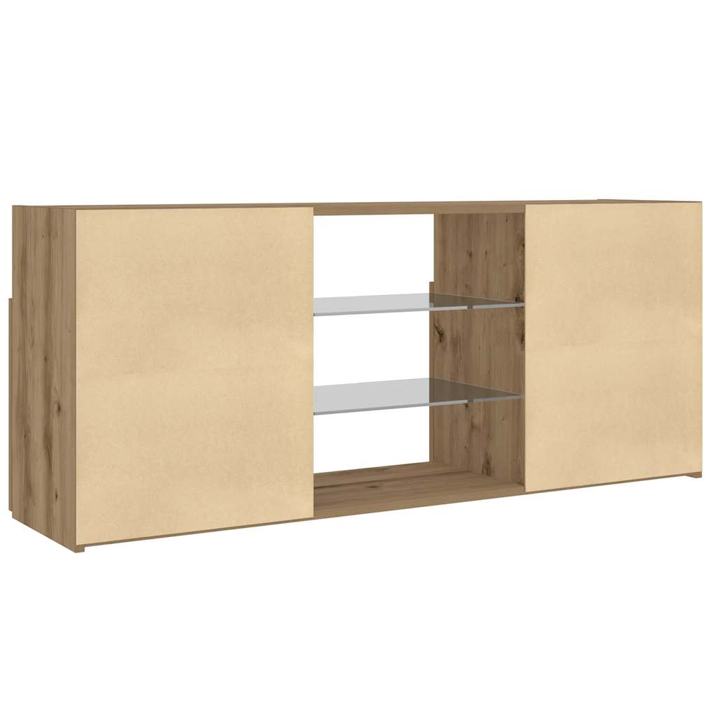 TV Cabinet with LED Lights Artisian Oak 120x30x50 cm Engineered Wood