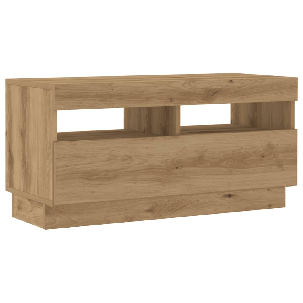 TV Cabinet with LED Lights Artisian Oak 80x35x40 cm Engineered Wood