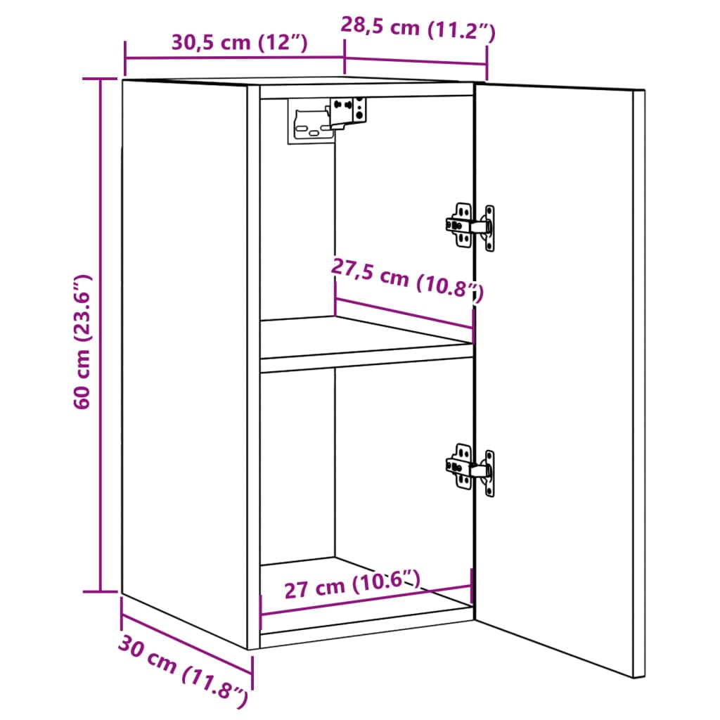 TV Cabinets 2 pcs Old Wood 30.5x30x60 cm Engineered Wood