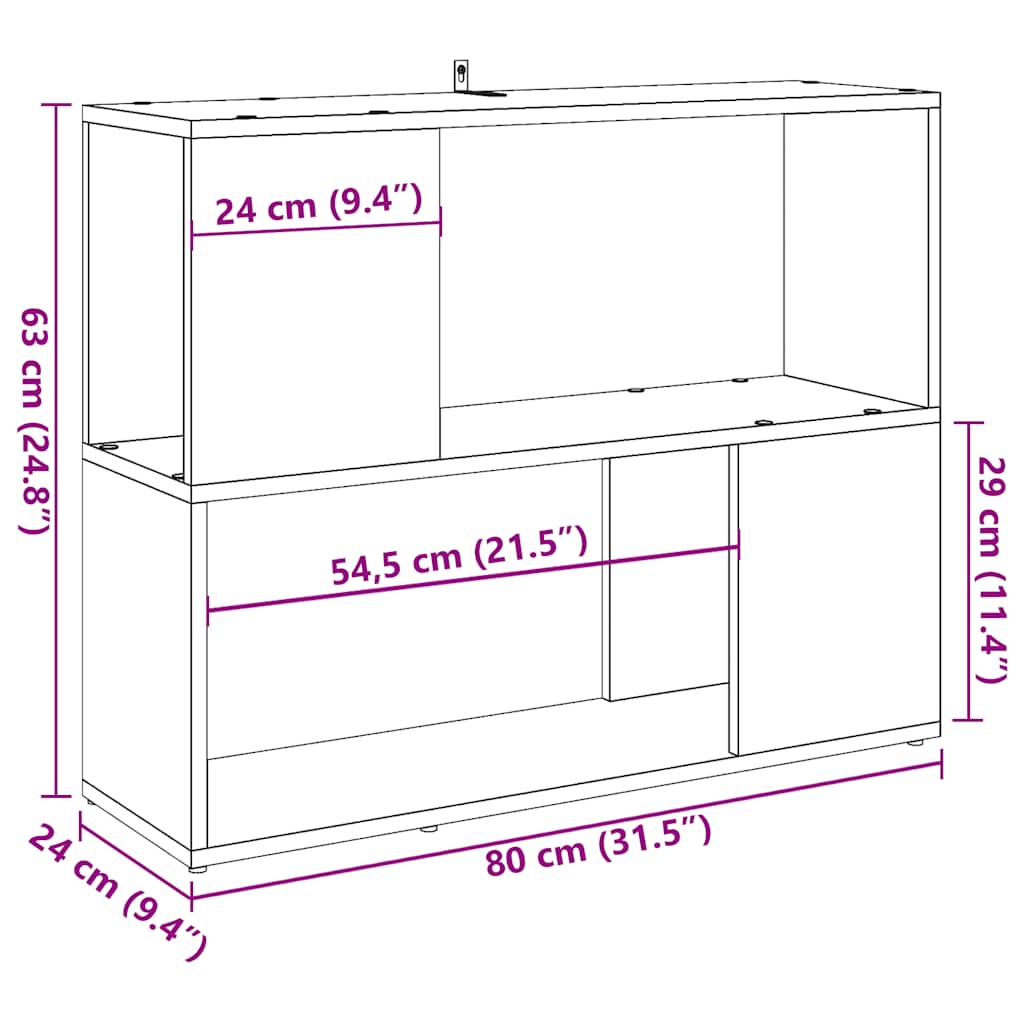 Book Cabinet/Room Divider Old Wood 80x24x63 cm