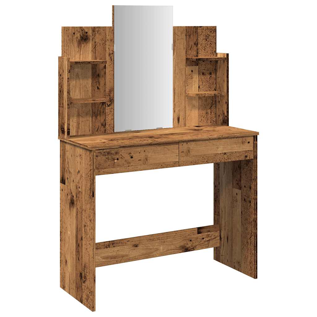 Dressing Table with Mirror Old Wood 96x39x142 cm