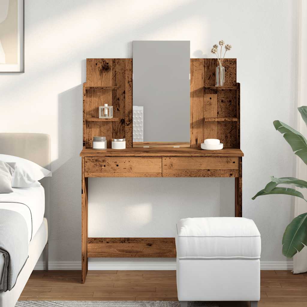 Dressing Table with Mirror Old Wood 96x39x142 cm