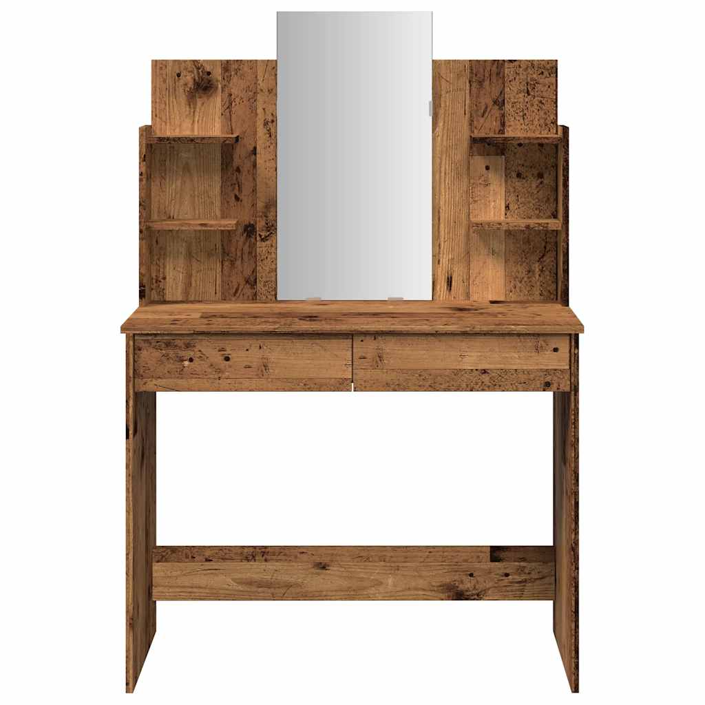 Dressing Table with Mirror Old Wood 96x39x142 cm