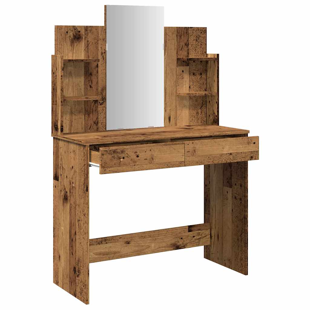 Dressing Table with Mirror Old Wood 96x39x142 cm